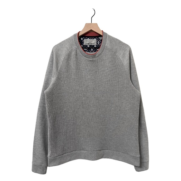 Ted Baker London Sweaters - Ted Baker Gray Cotton-Knit Crewneck Casual Comfy Sweater Size 5 (XL)